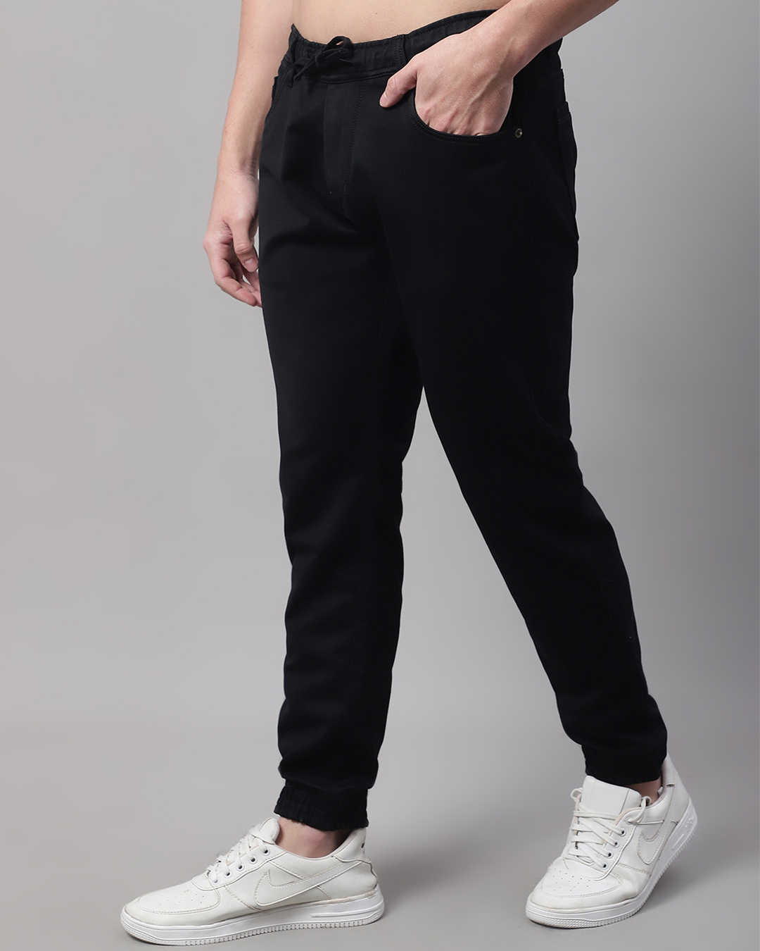 Shop Men's Black Slim Fit Jogger Jeans-Back