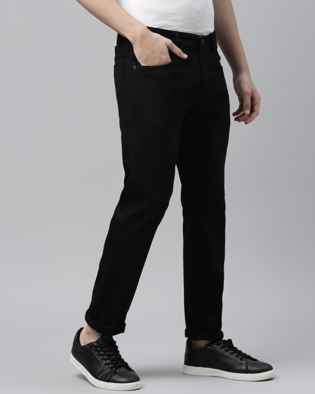 Shop Men's Black Slim Fit Mid-Rise Jeans-Back