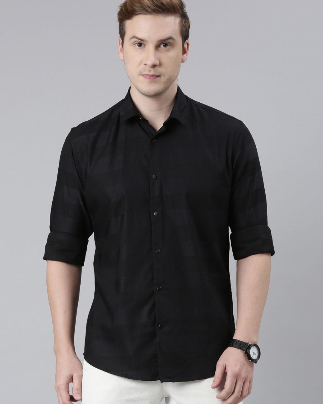 Buy Men's Black Slim Fit Shirt for Men Black Online at Bewakoof