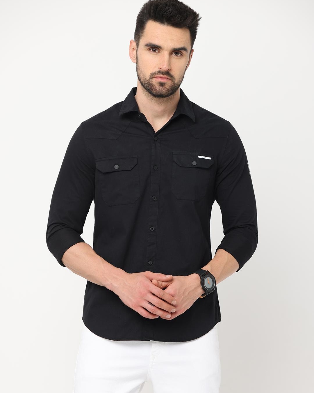 Buy Men's Black Slim Fit Shirt Online at Bewakoof