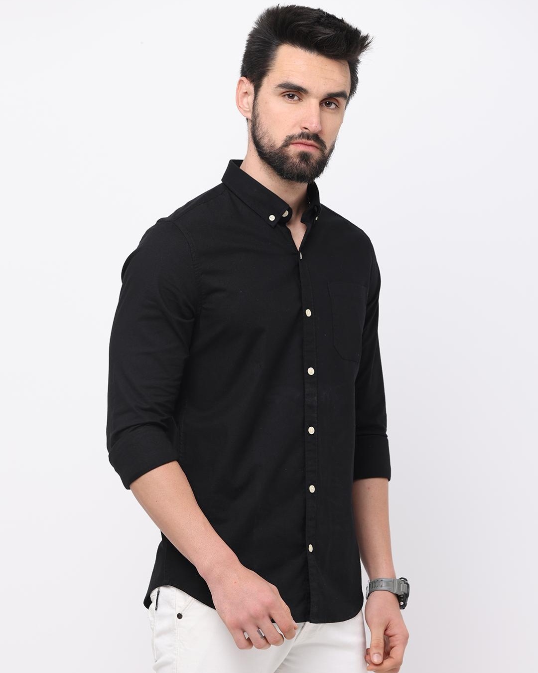 Buy Men's Black Slim Fit Shirt Online at Bewakoof