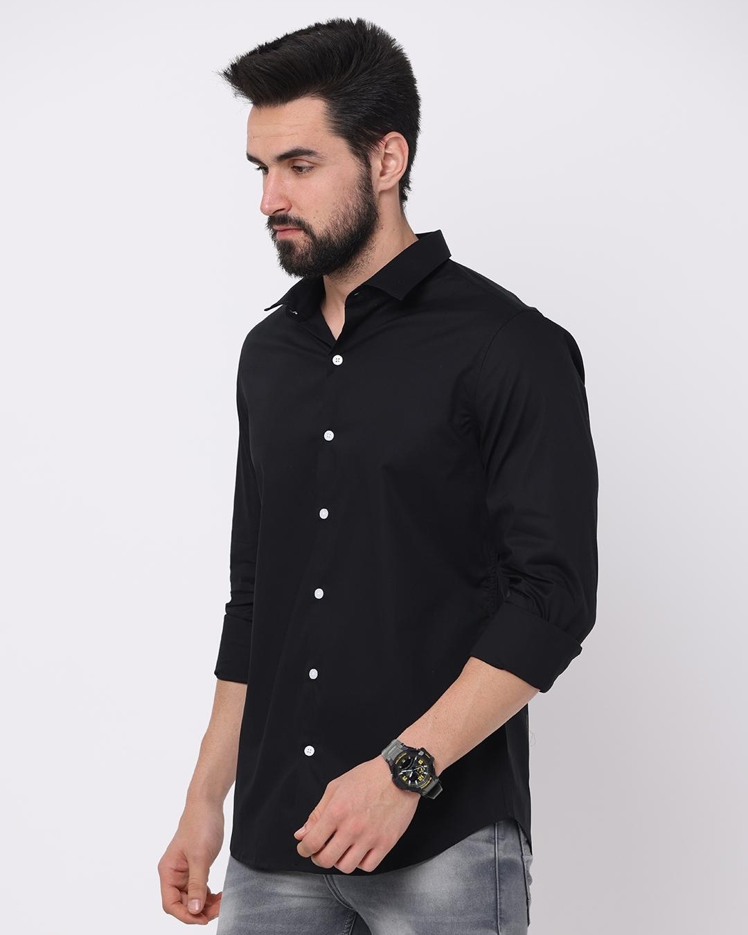 Buy Men's Black Slim Fit Shirt Online at Bewakoof