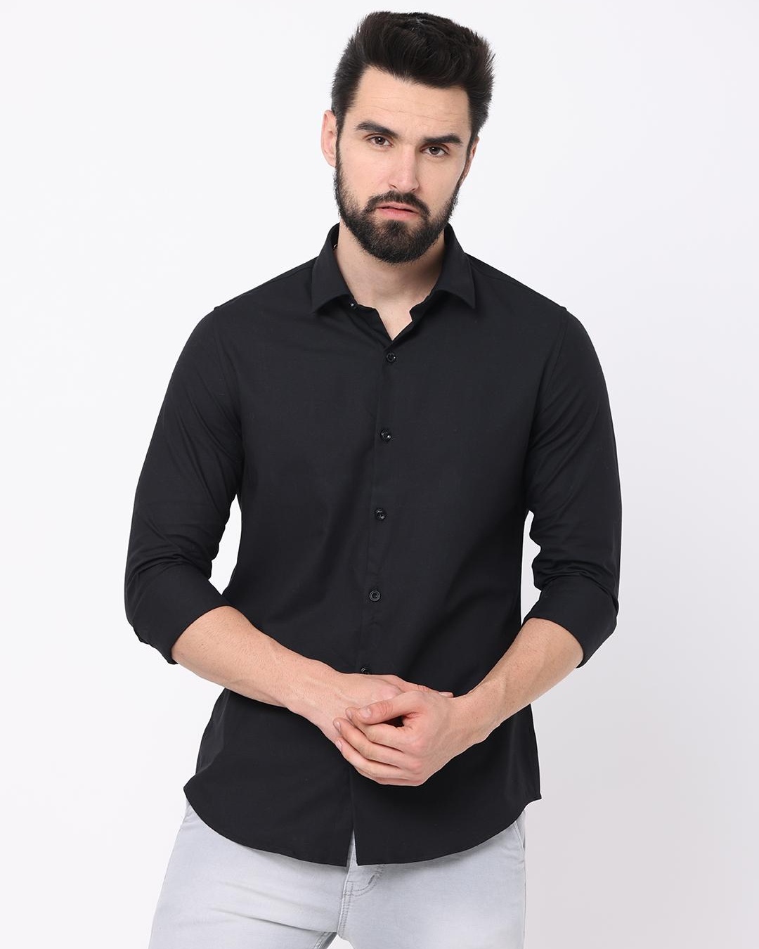 Buy Men's Black Slim Fit Shirt Online at Bewakoof