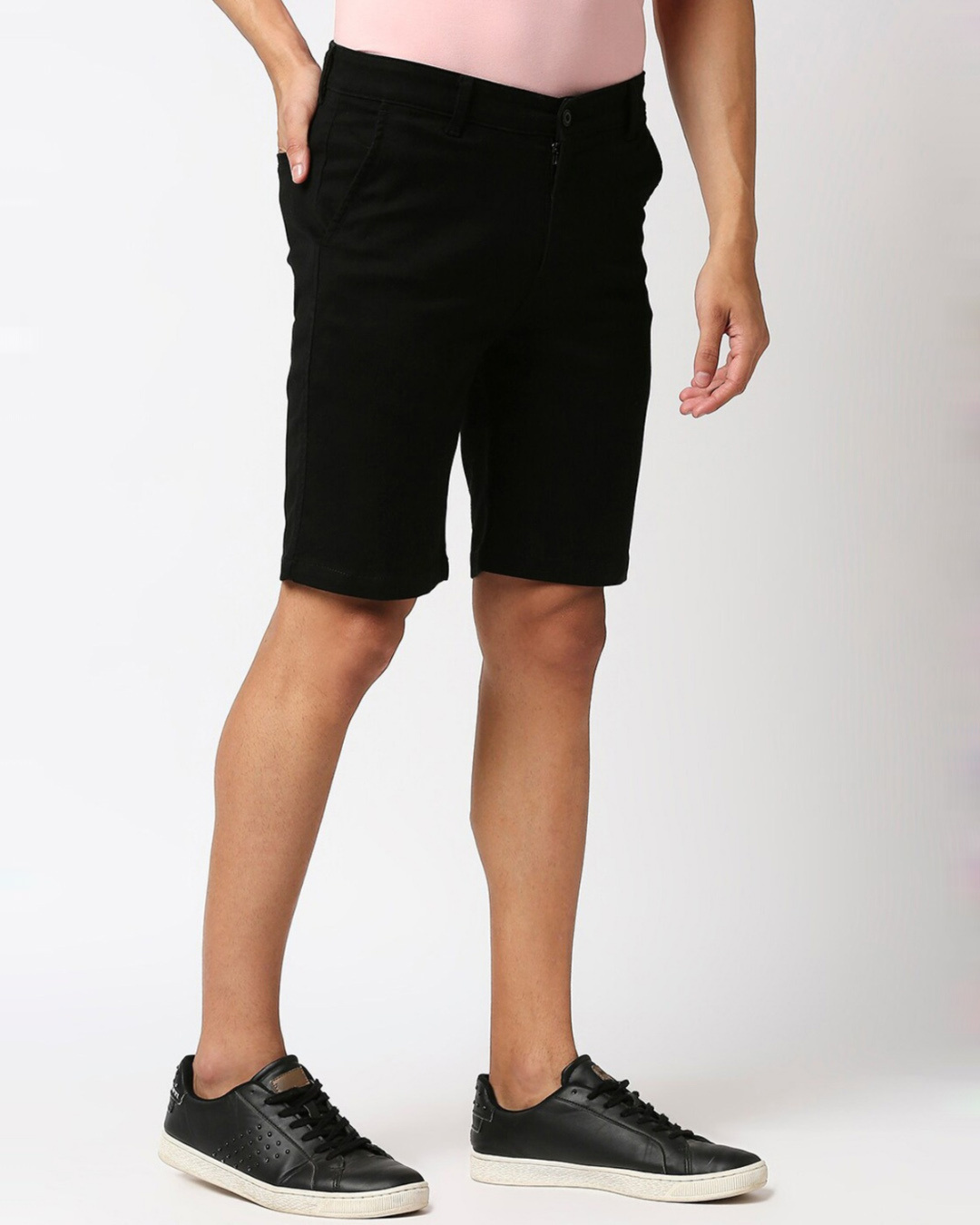 Shop Men's Black Slim Fit Shorts-Back