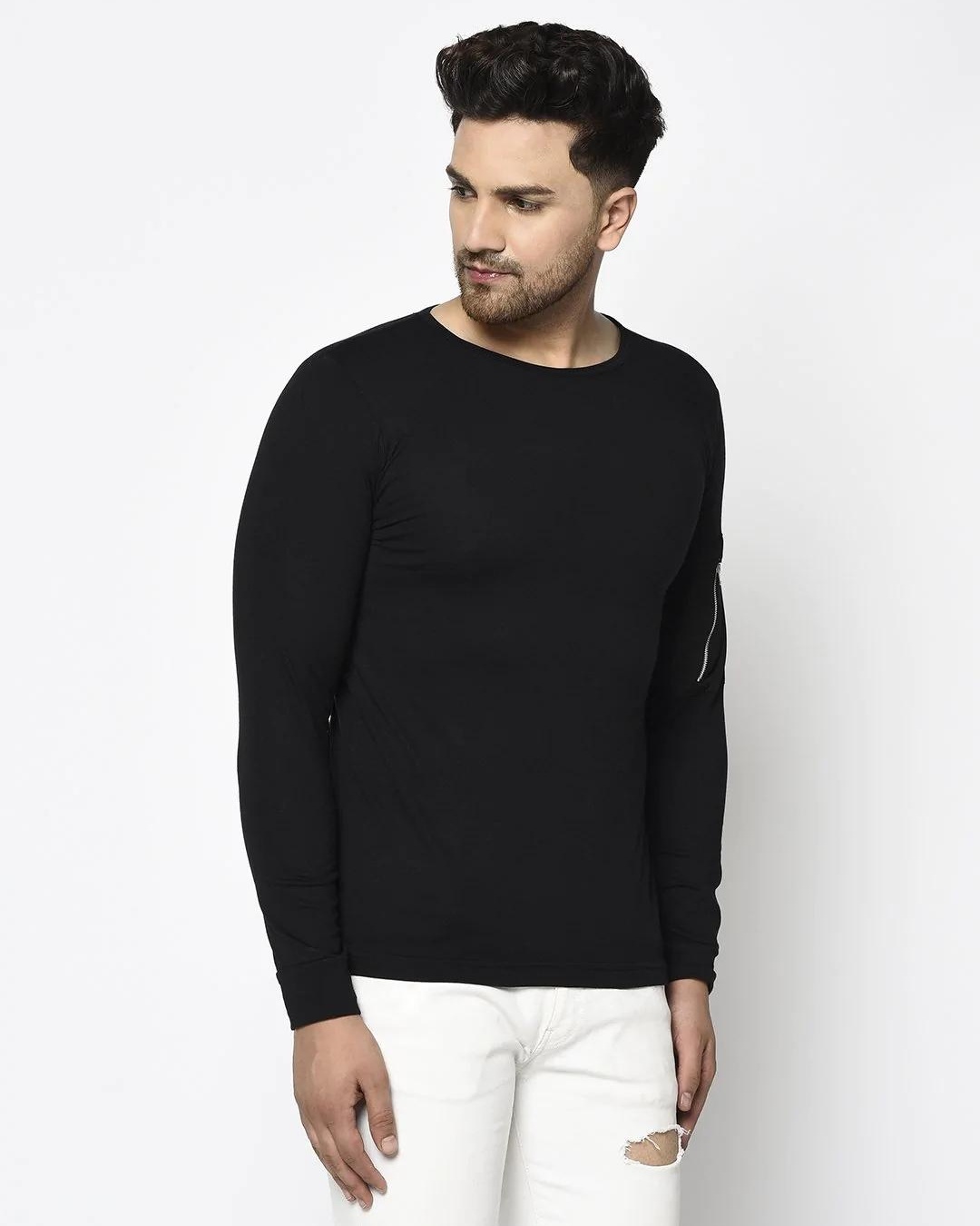 Shop Men's Black Slim Fit T-shirt-Back