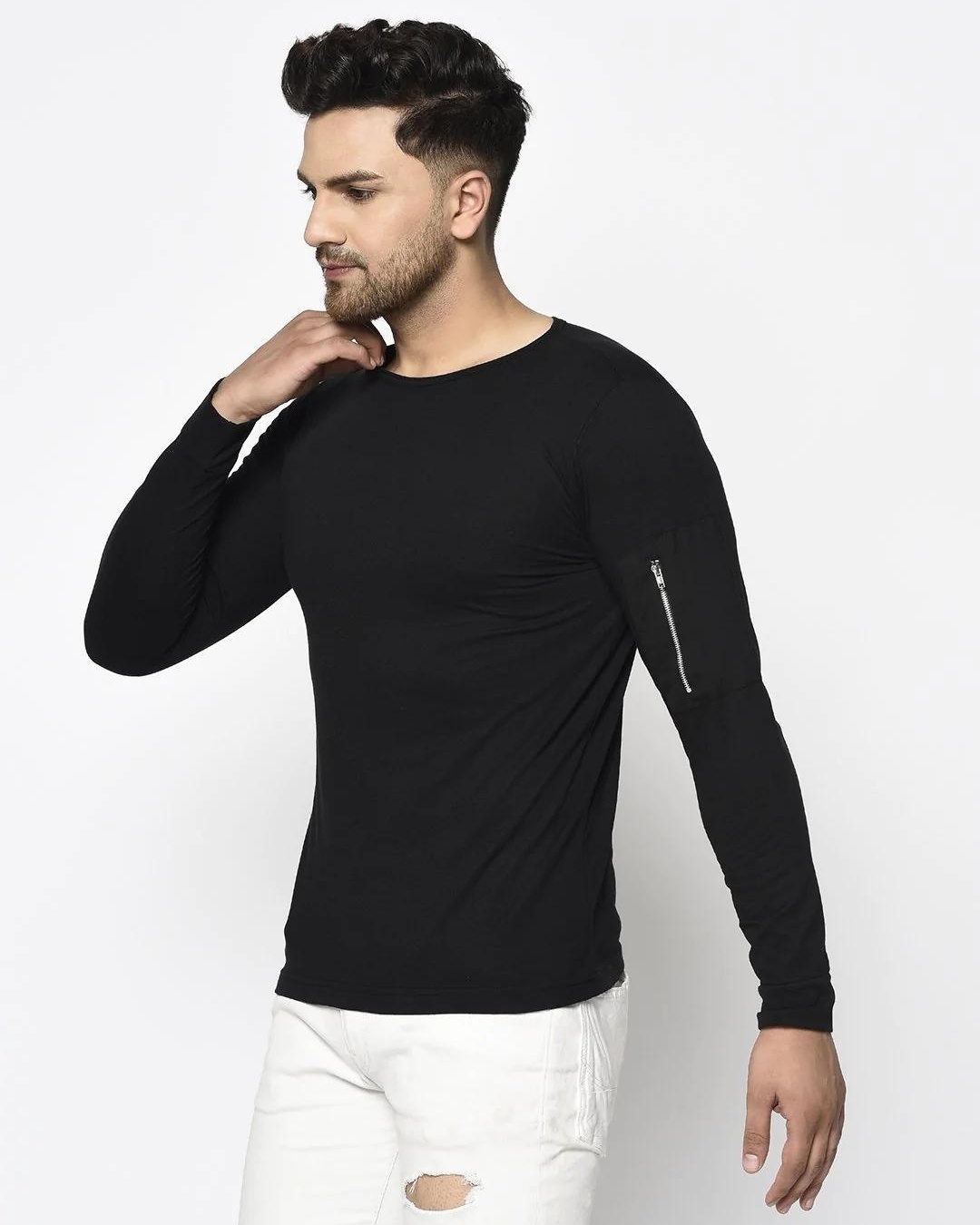 Shop Men's Black Slim Fit T Shirt-Back