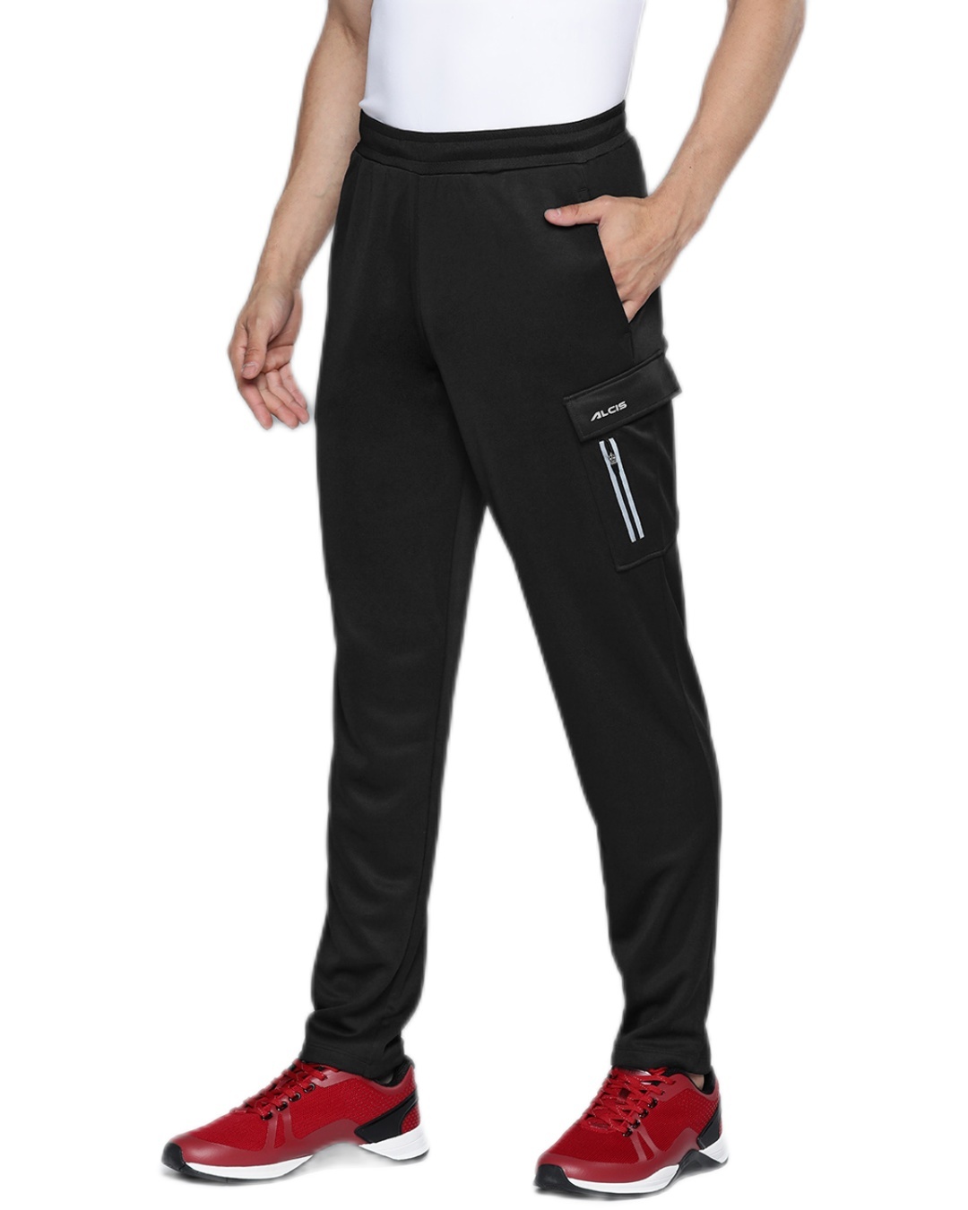 Shop Men's Black Slim Fit Track Pants-Back