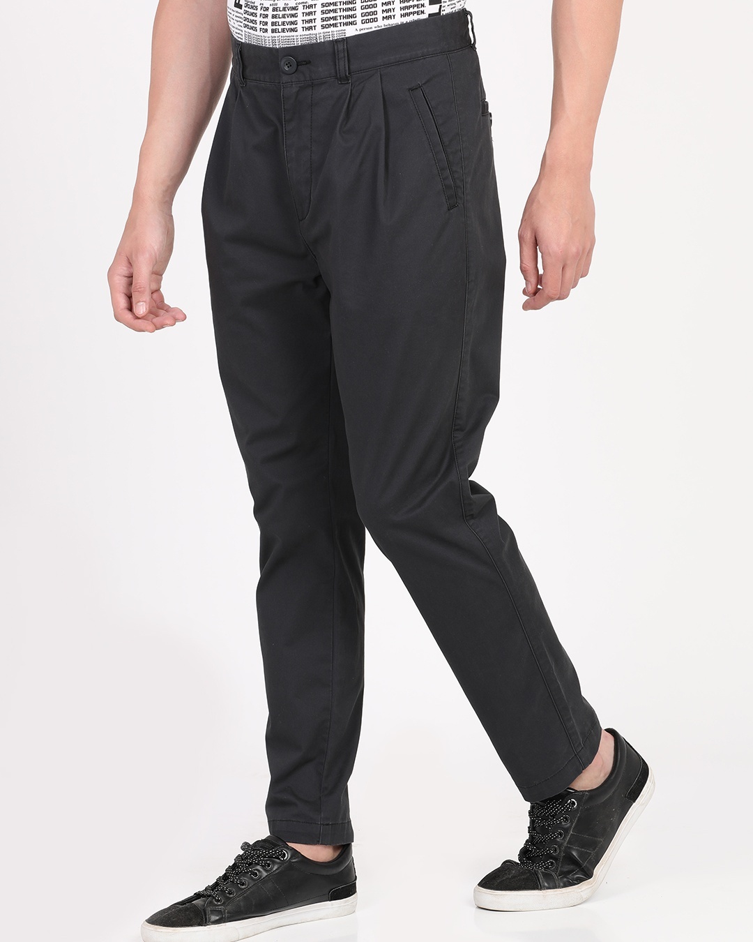 Shop Men's Black Slim Fit Trousers-Back