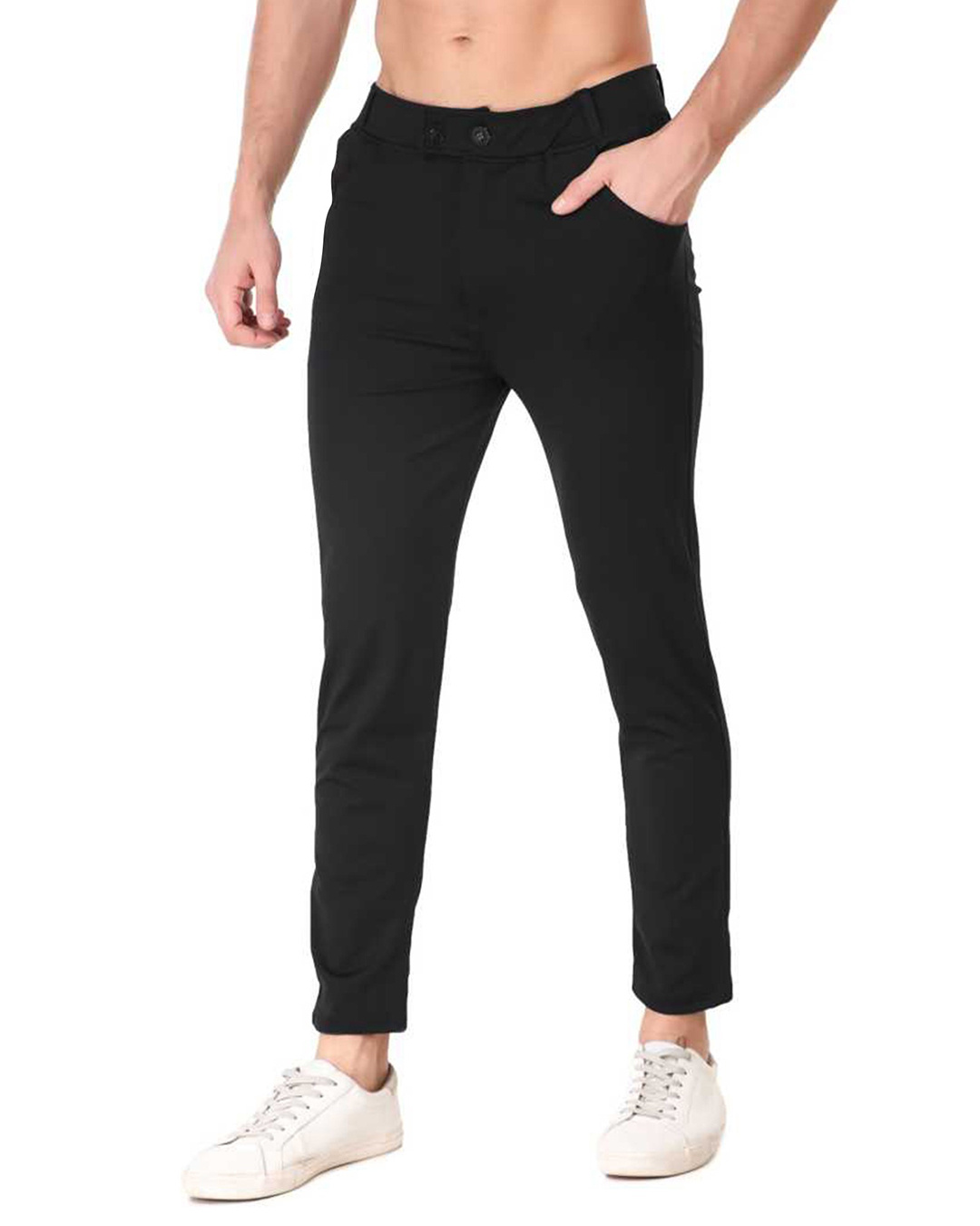 Buy Men's Black Slim Fit Trousers Online at Bewakoof