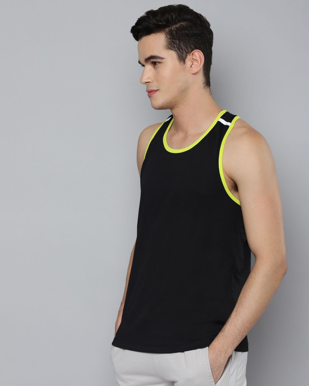 Shop Men's Black Slim Fit Vest-Back