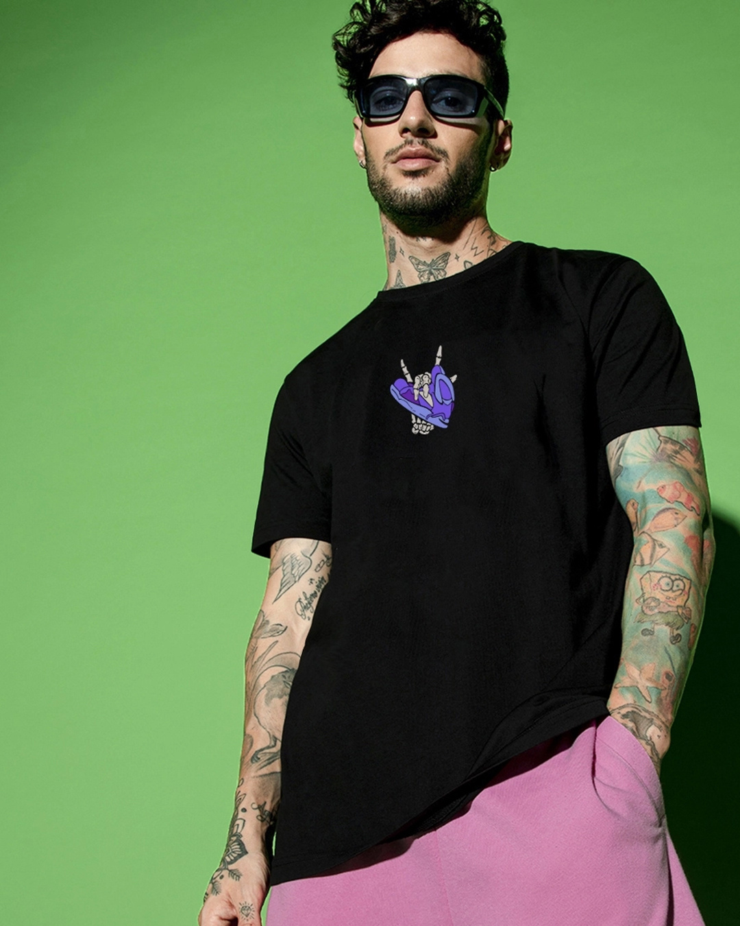 Shop Men's Black Sneaker Gang Graphic Printed T-shirt-Back