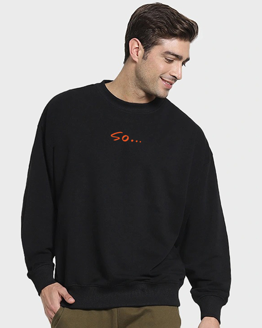 Shop Men's Black So Typography Oversized Sweatshirt-Back