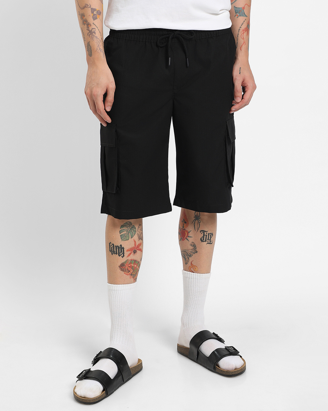 Shop Men's Black Cargo Shorts-Back