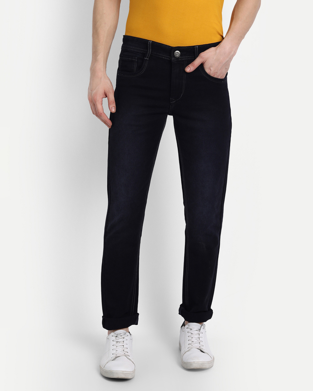 Buy Mens Black Solid Slim Fit Denim Jeans Online At Bewakoof 0706