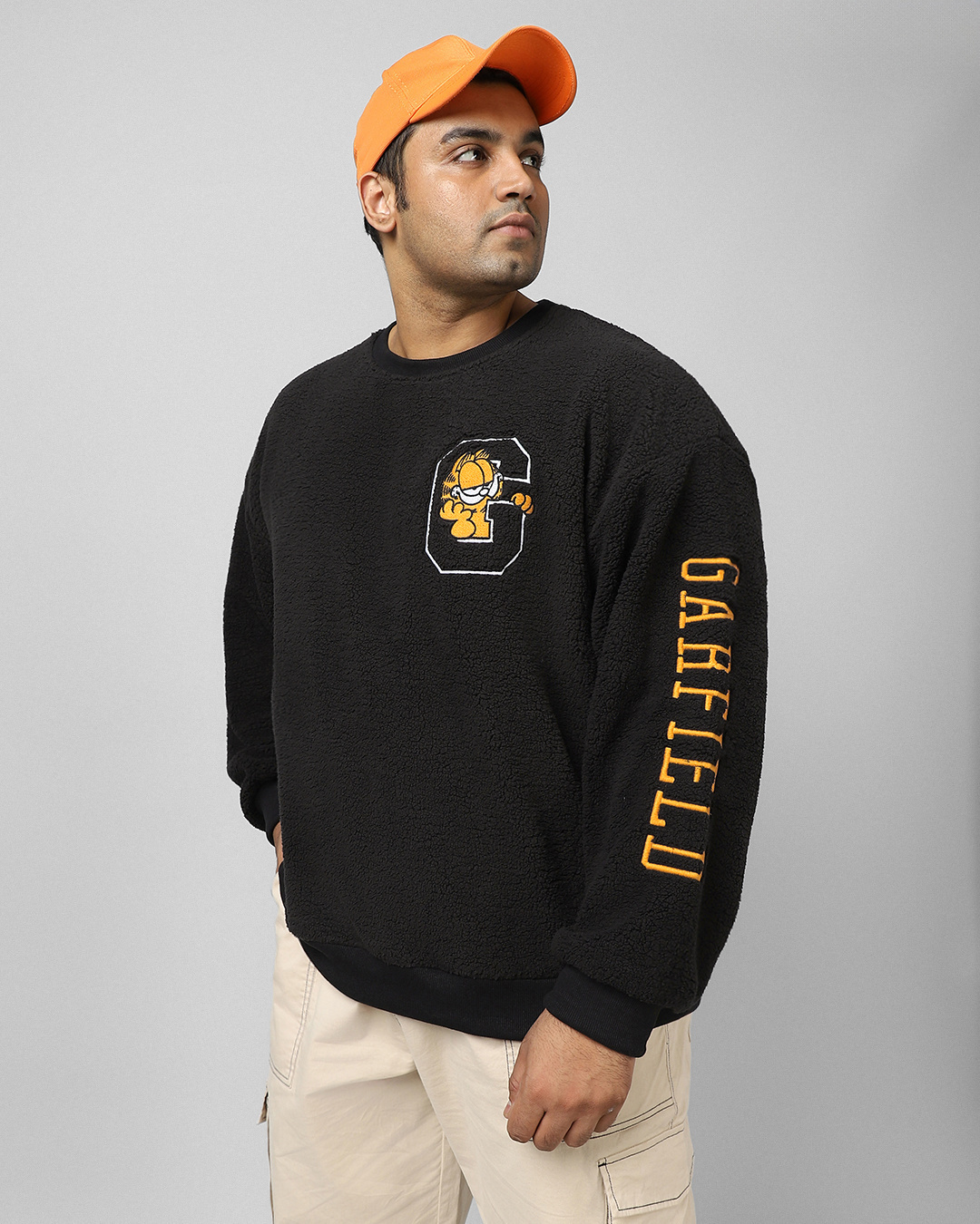 Buy Men's Black Embroidered Oversized Plus Size Sweatshirt Online at ...