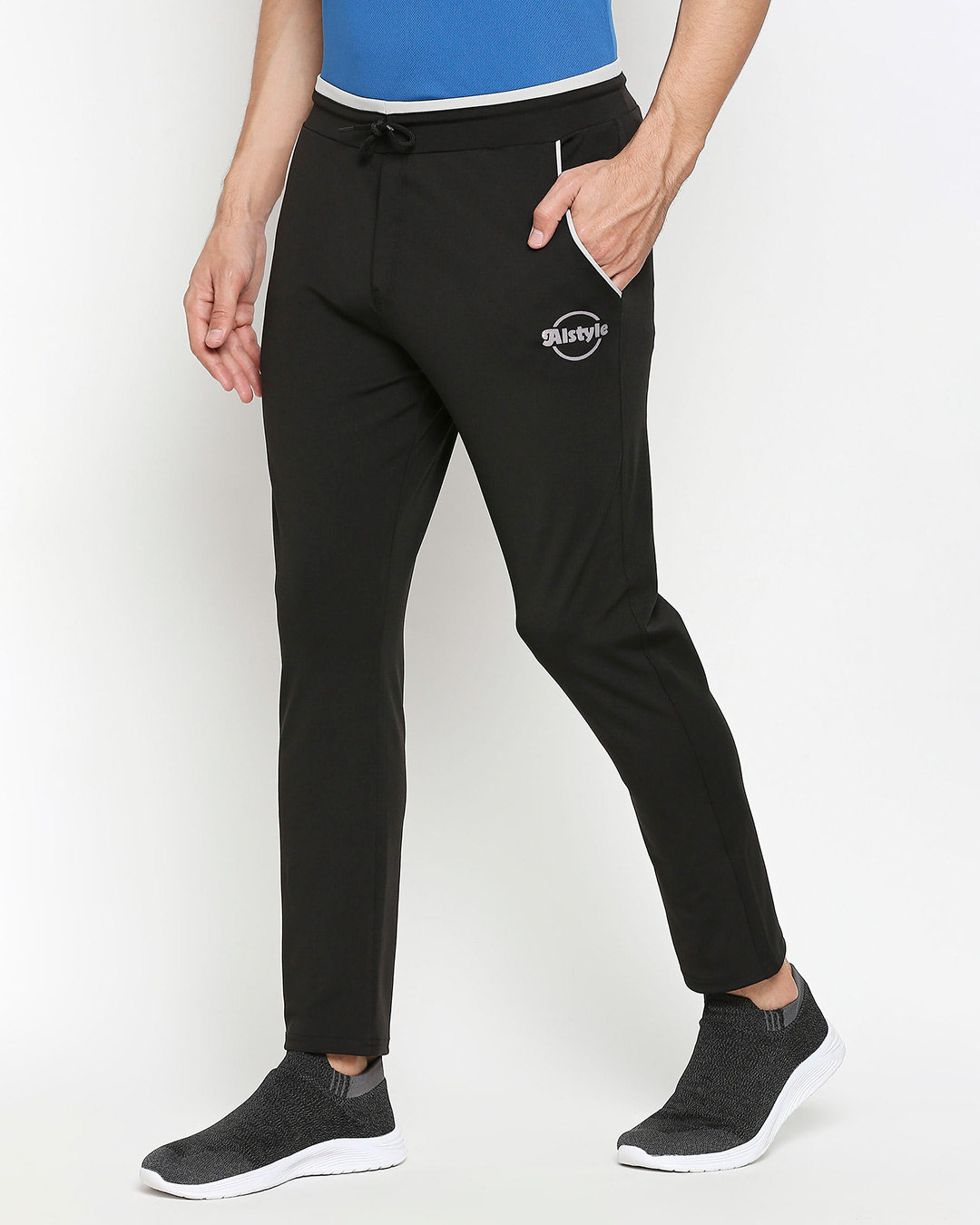 Shop Men's Black Solid Regular Fit Track Pants-Back