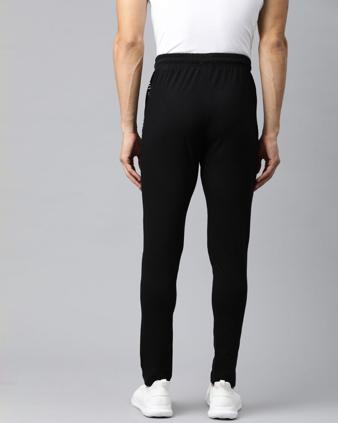 Shop Men's Black Solid Track Pants-Back