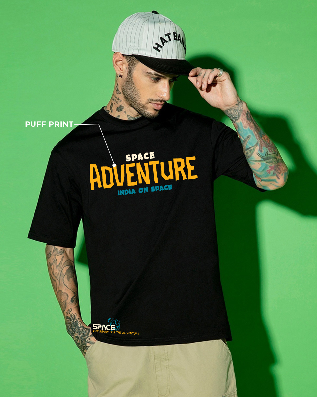 Shop Men's Black Space Adventure Graphic Printed Oversized T-shirt-Back