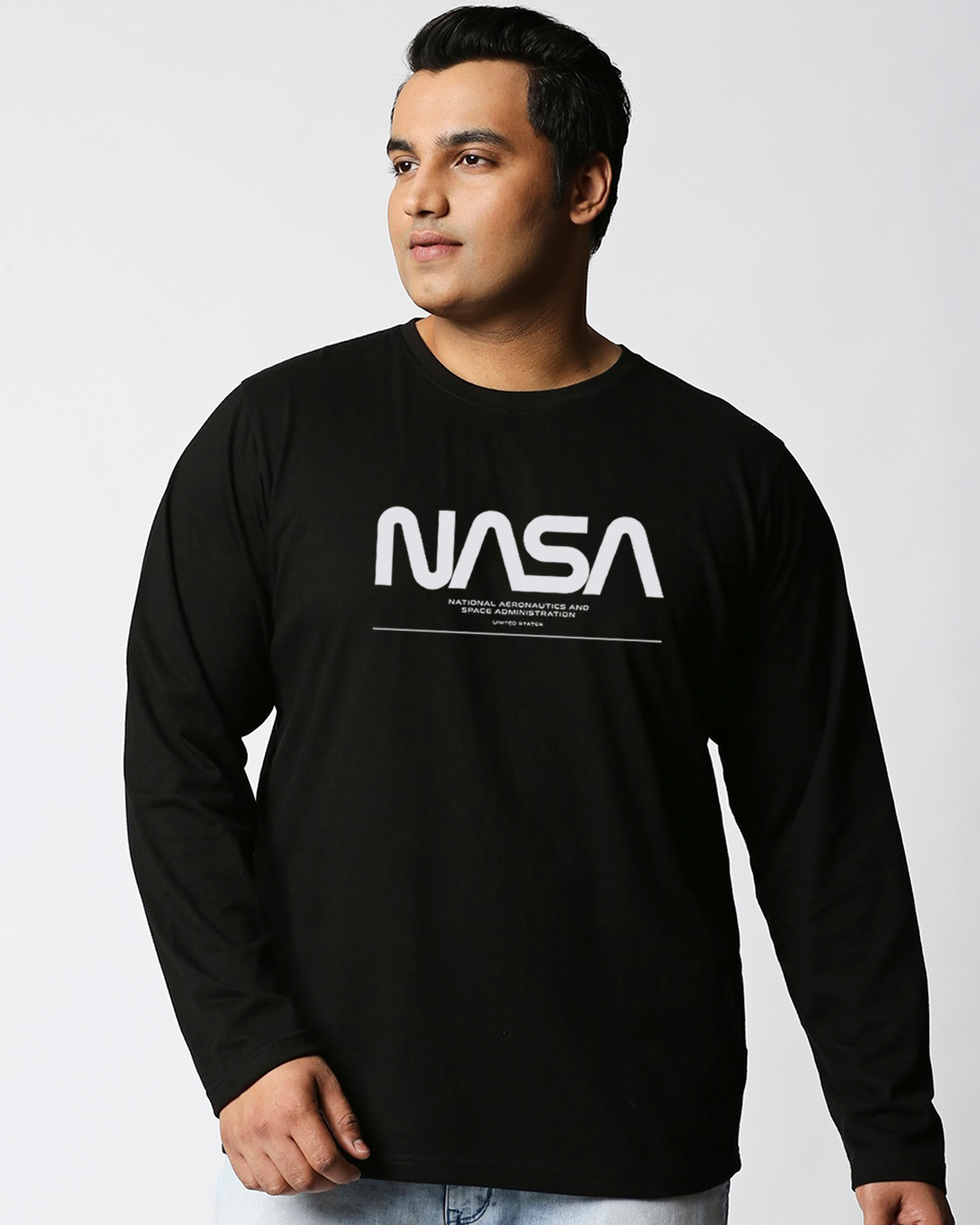 Shop Men's Black I Neeed My Spaced NASA Typography Plus Size T-shirt-Back