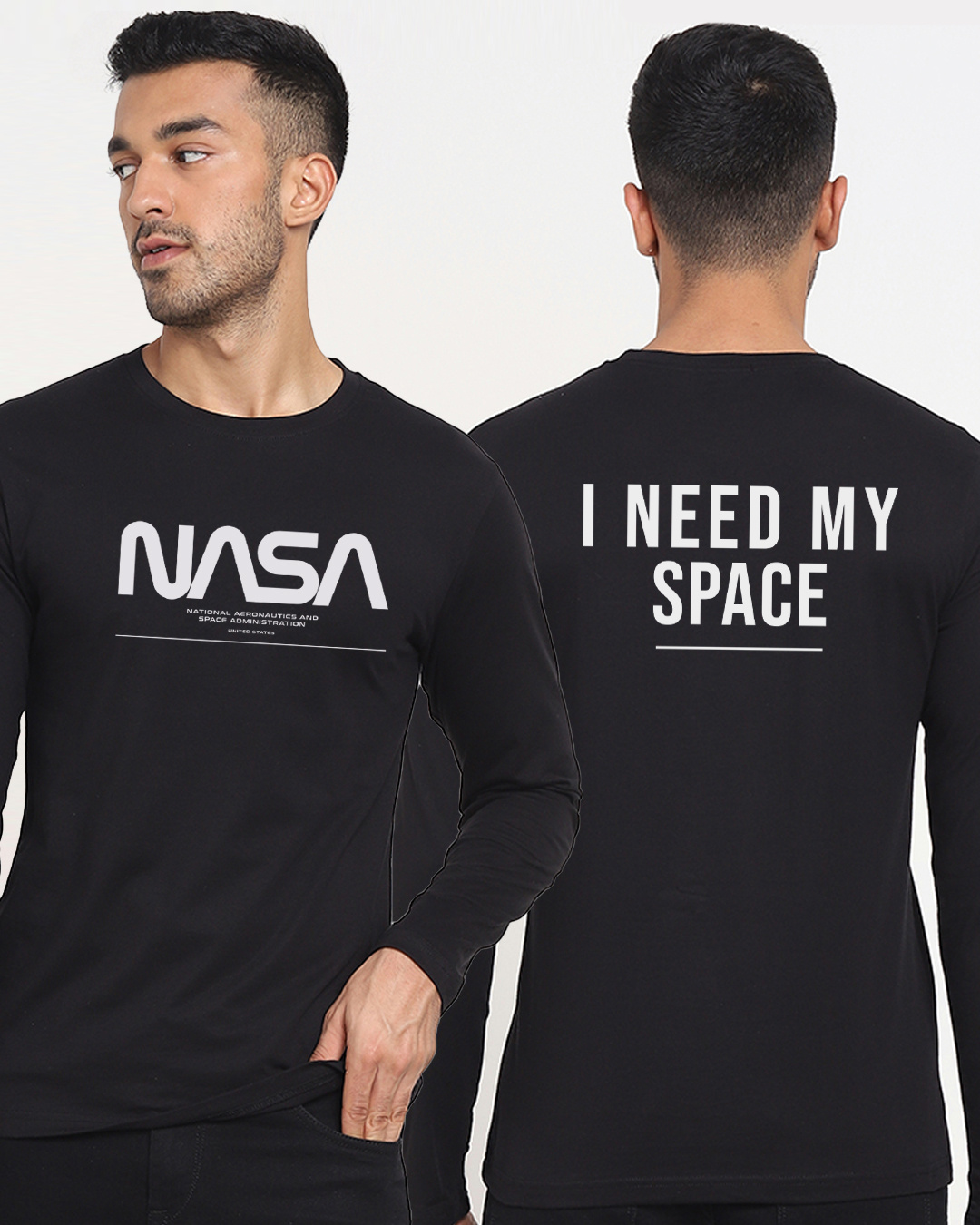 Buy Men's Black Spaced NASA Typography T-shirt Online at Bewakoof