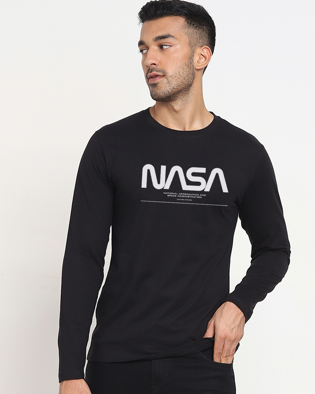 Shop Men's Black Spaced NASA T-shirt-Back