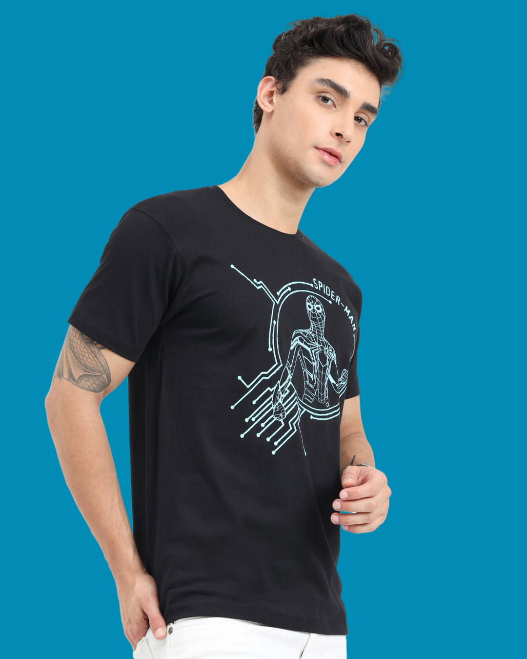 Shop Men's Black Spider Man Graphic Printed T-shirt-Back