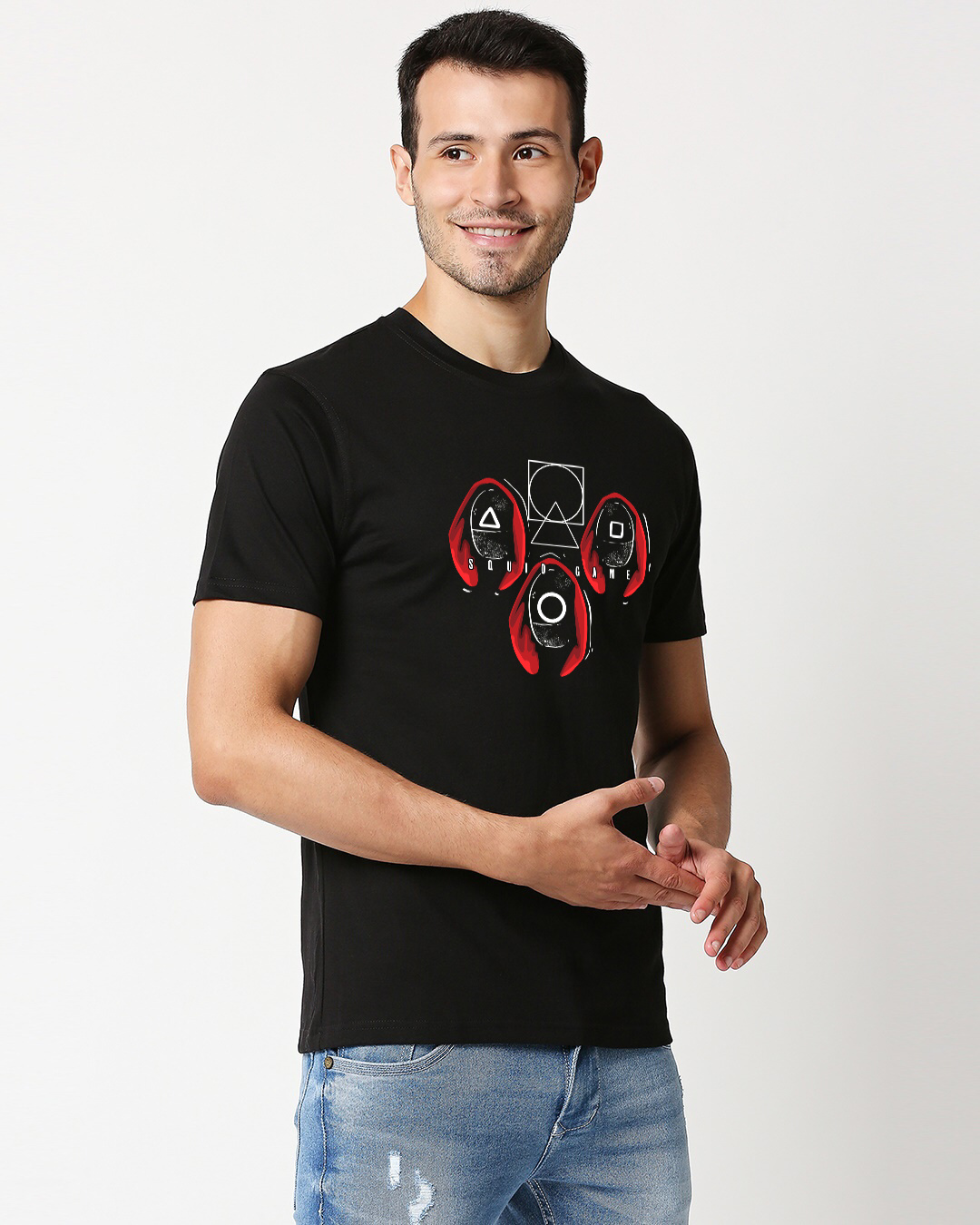 Shop Men's Black Squid Game Printed T-shirt-Back