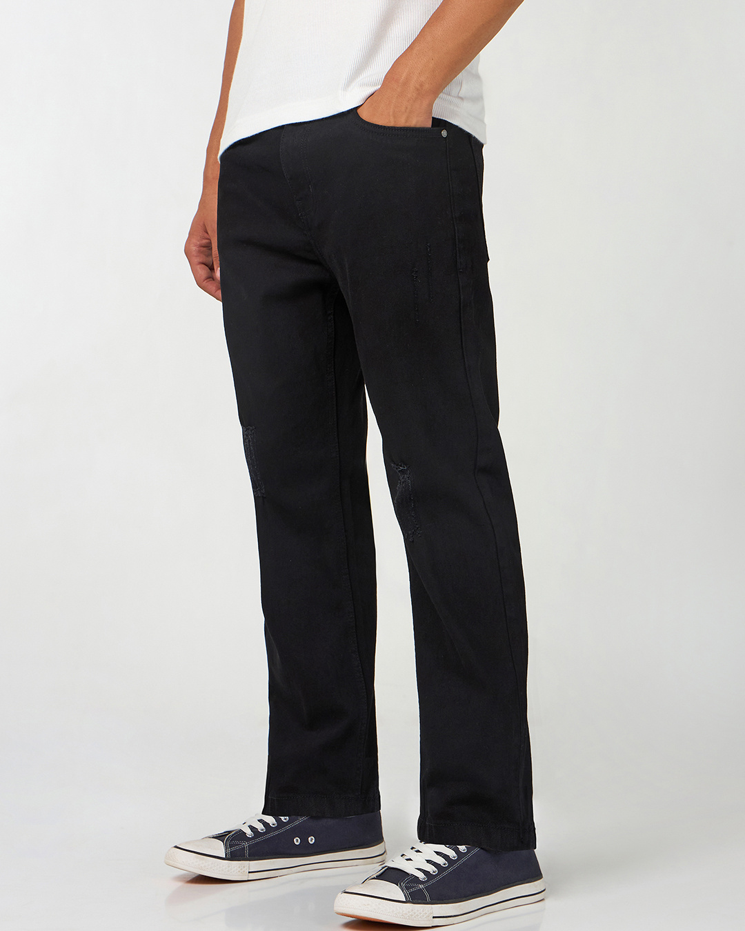 Shop Men's Black Straight Fit Mid-Rise Jeans-Back