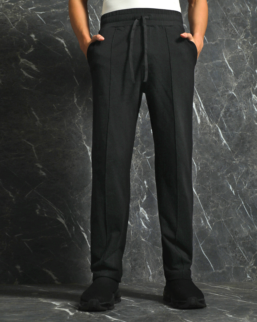 Black Regular Fit Men's Track Pants by Being Human Clothing