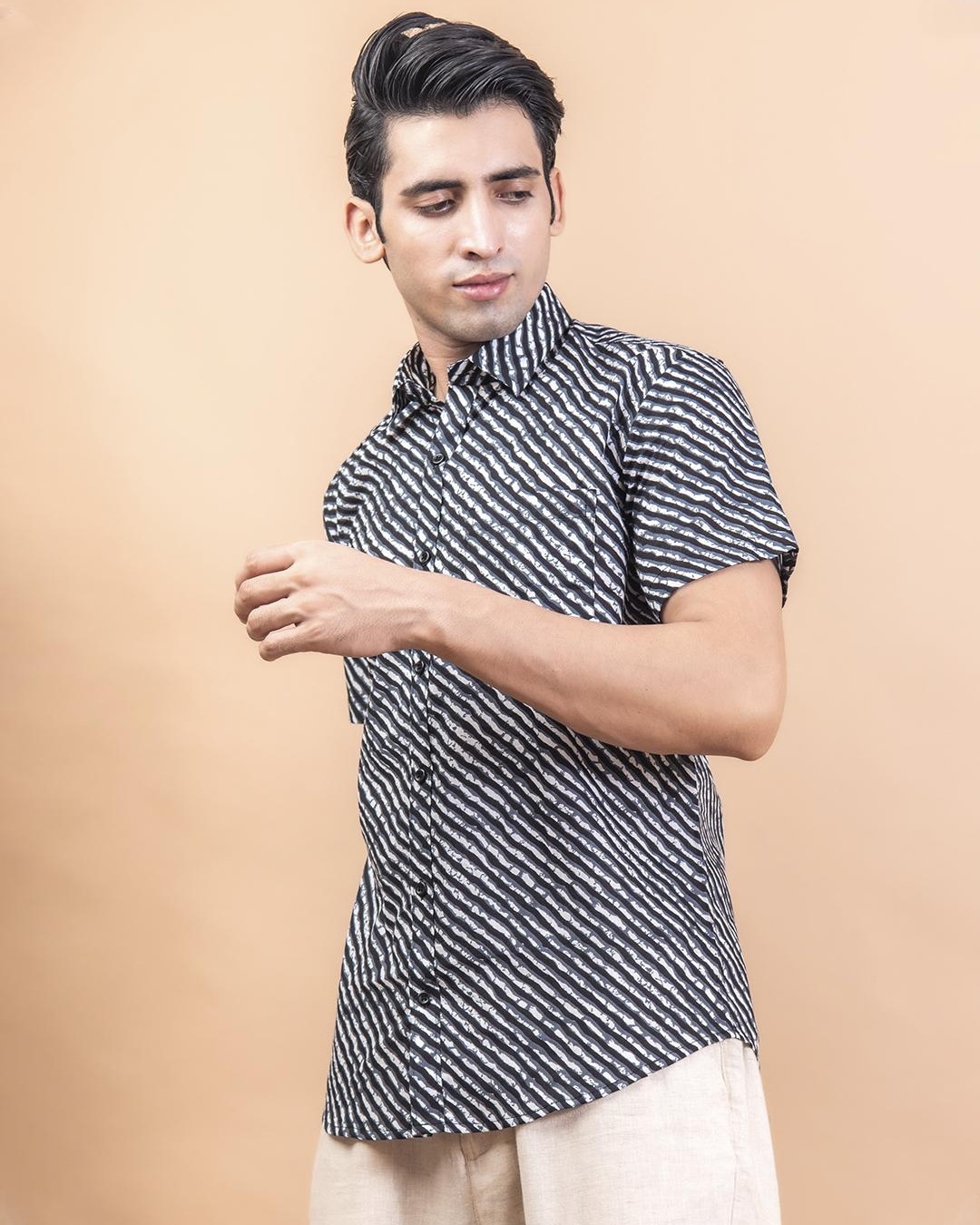 Shop Men's Black Striped Shirt-Back