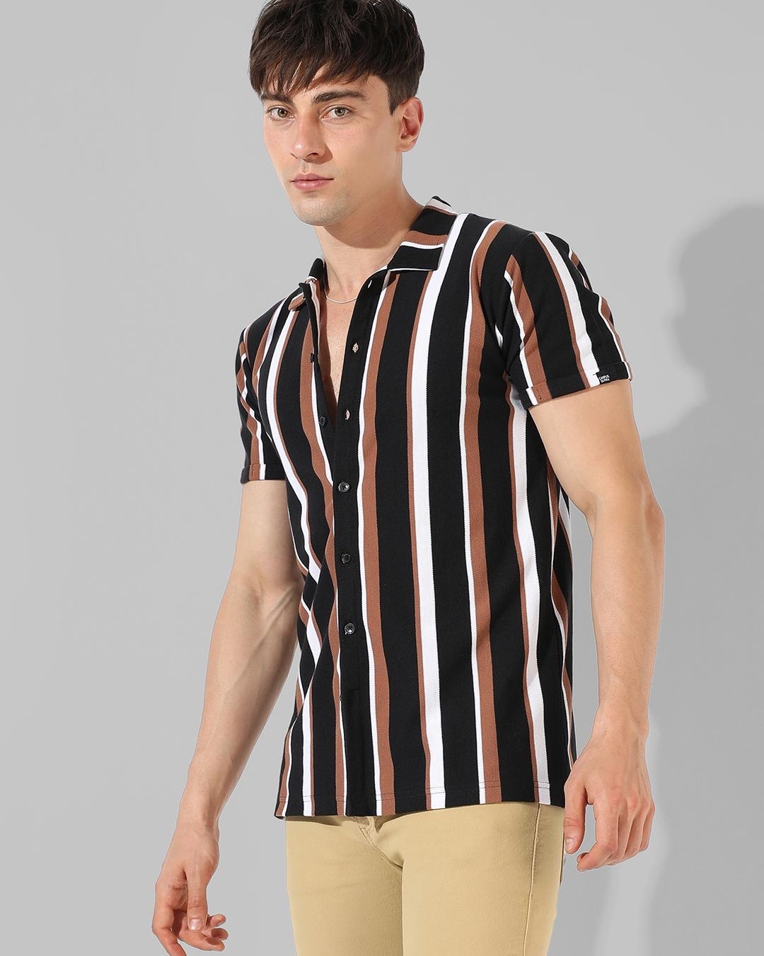 Shop Men's Black Striped Shirt-Back