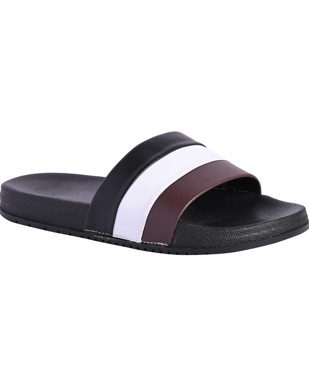 Shop Men's Black Striped Sliders-Back