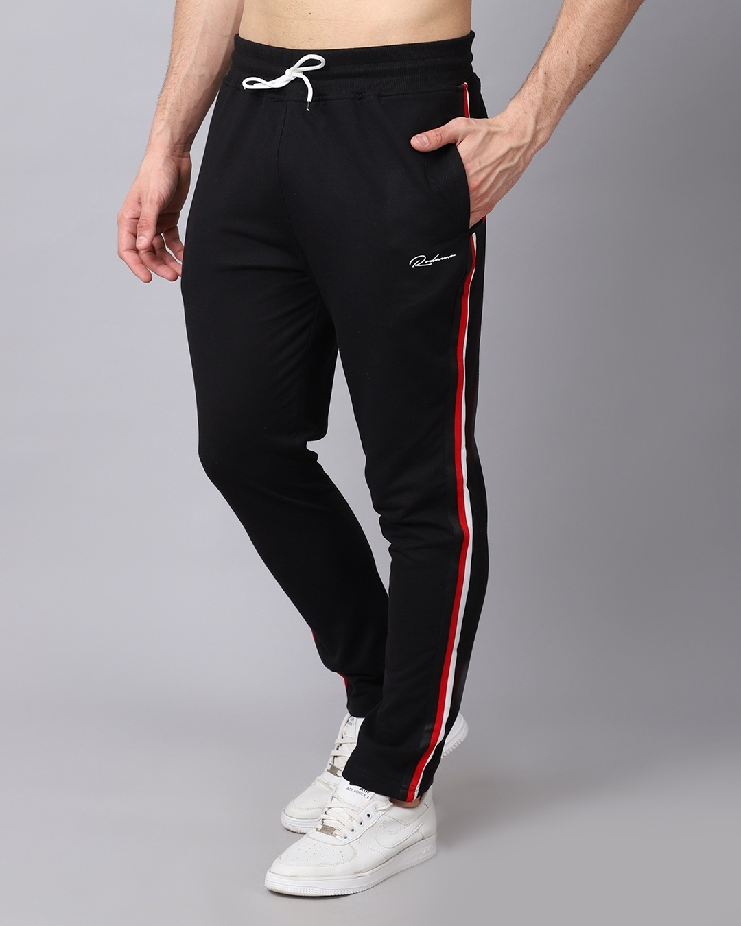 Buy Men's Black Striped Slim Fit Track Pants Online at Bewakoof