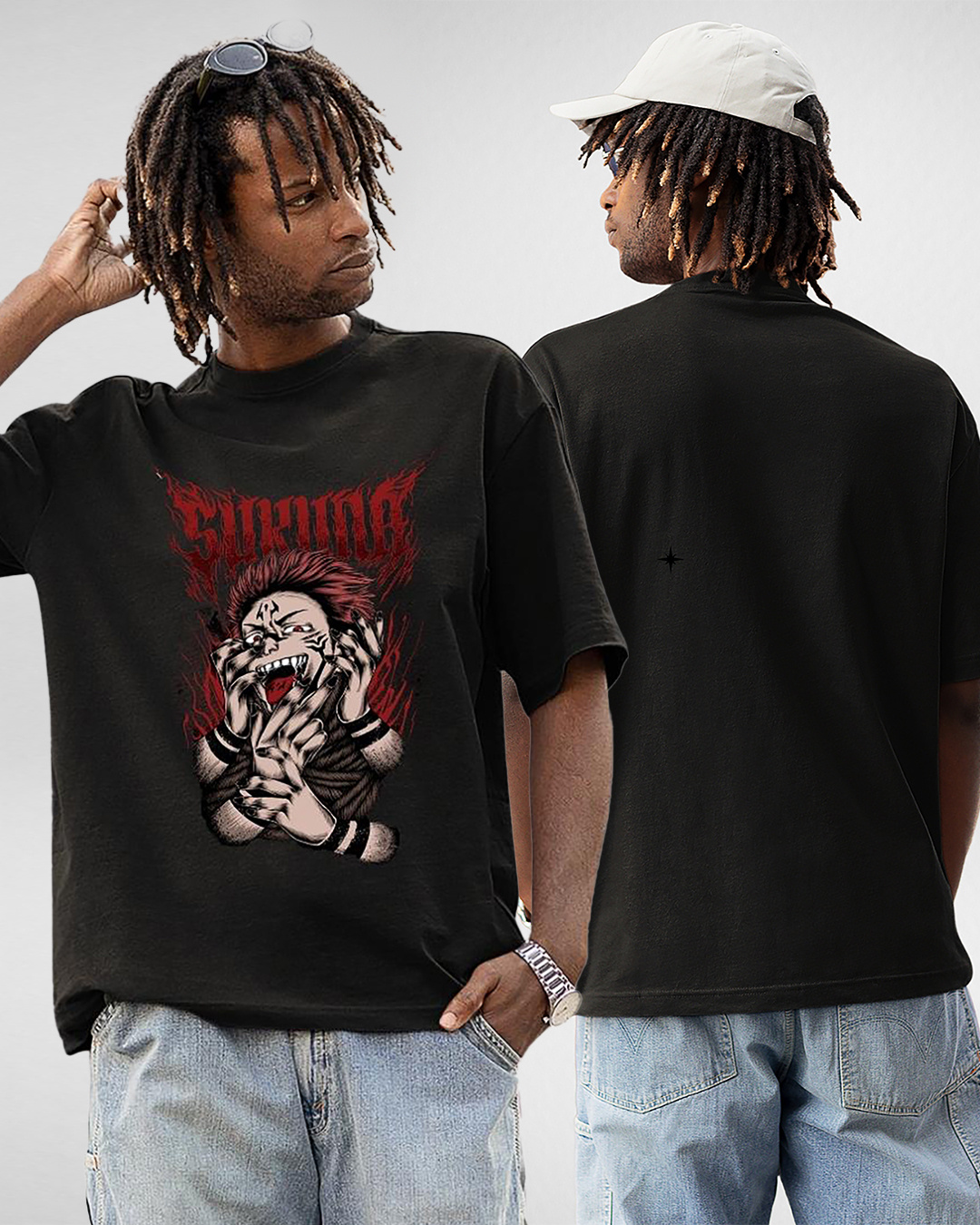 Buy Mens Black Sukuna Graphic Printed Oversized T Shirt Online At Bewakoof 