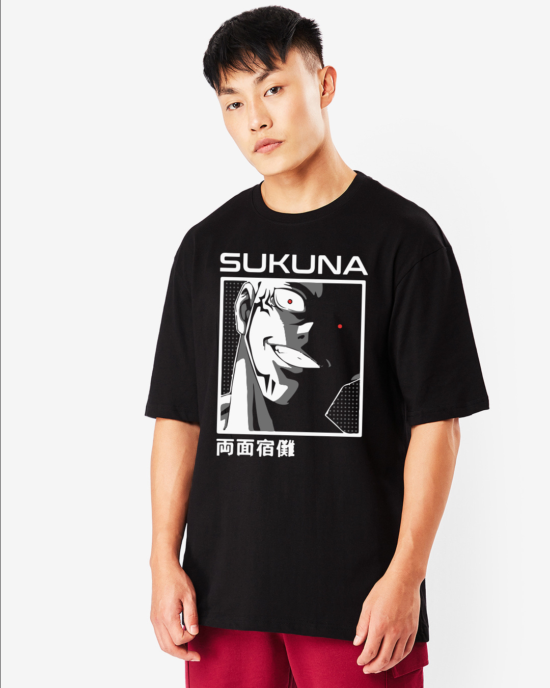 Buy Mens Black Sukuna Graphic Printed Oversized T Shirt Online At Bewakoof