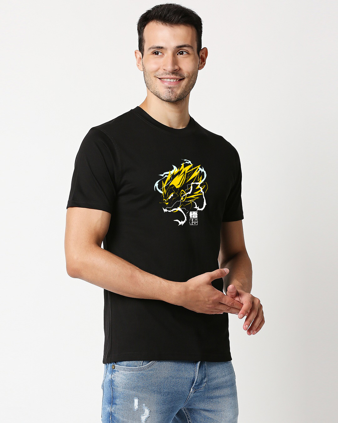 Shop Men's Black Super Saiyan Two Vegeta Printed T-shirt-Back