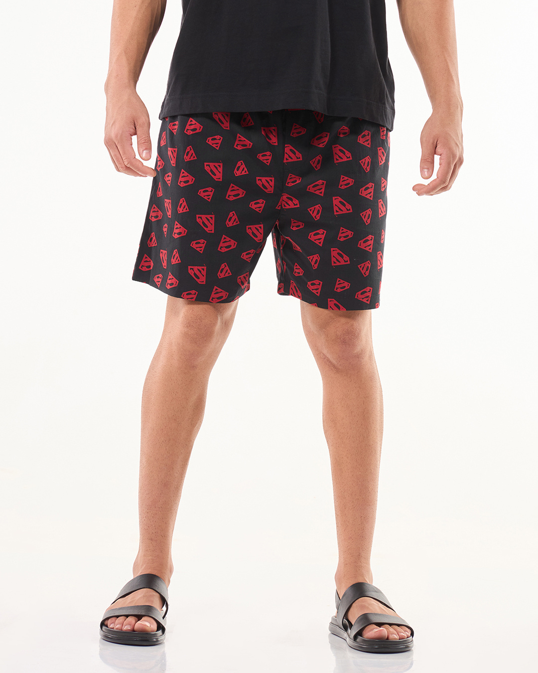 Shop Men's Black Superman All Over Printed Boxers-Back