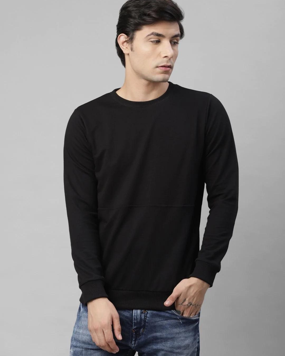 Buy Men's Black Sweatshirt Online at Bewakoof