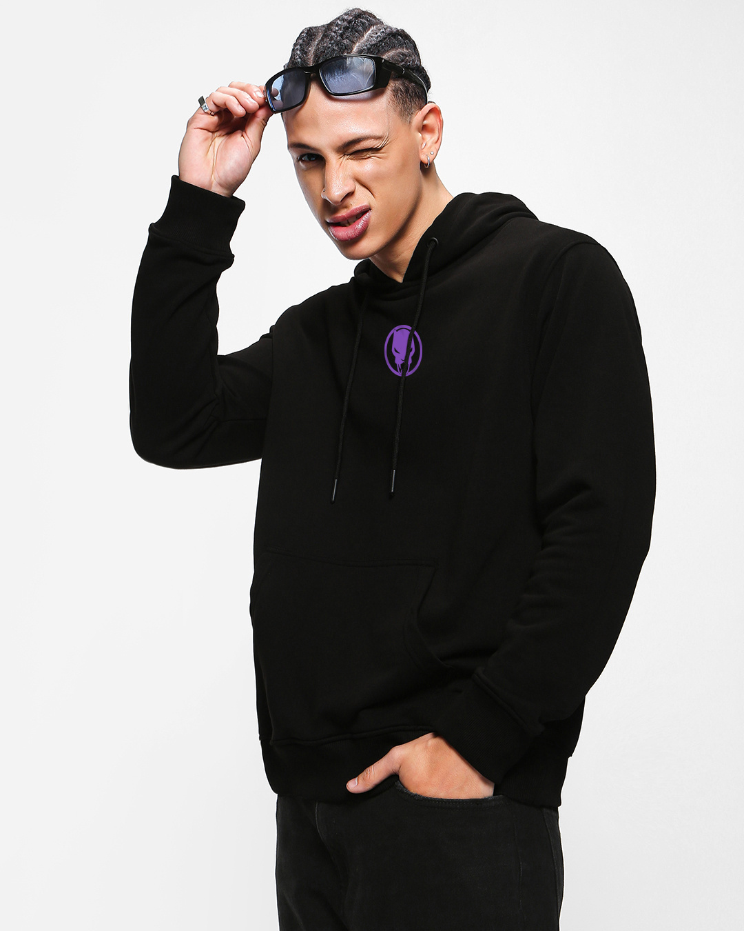 Shop Men's Black T'Challa Graphic Printed Oversized Hoodies-Back