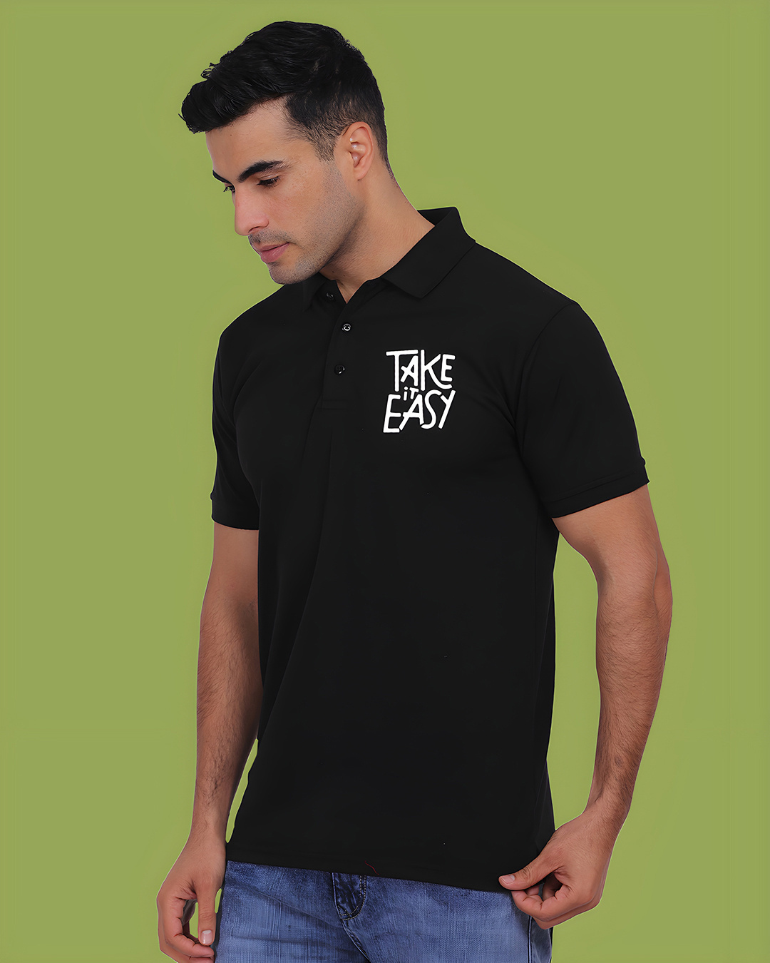 Shop Men's Black Take It Easy Printed T-shirt-Back