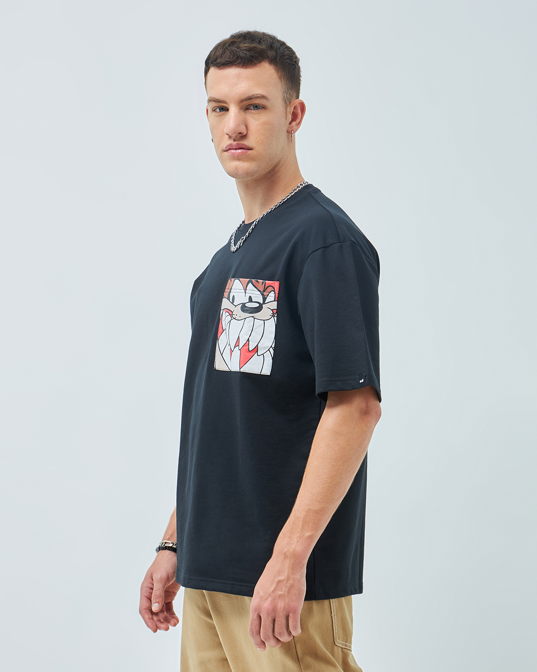 Shop Men's Black Tasmanian Devil Graphic Printed Oversized T-shirt-Back