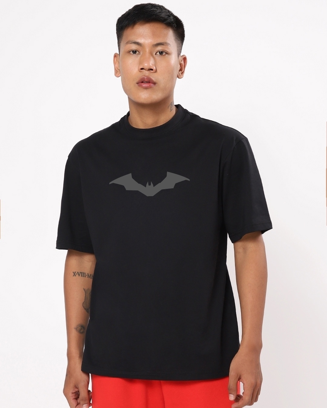Shop Men's Black The Batman Vengeance Placeholder Graphic Printed Oversized T-shirt-Back