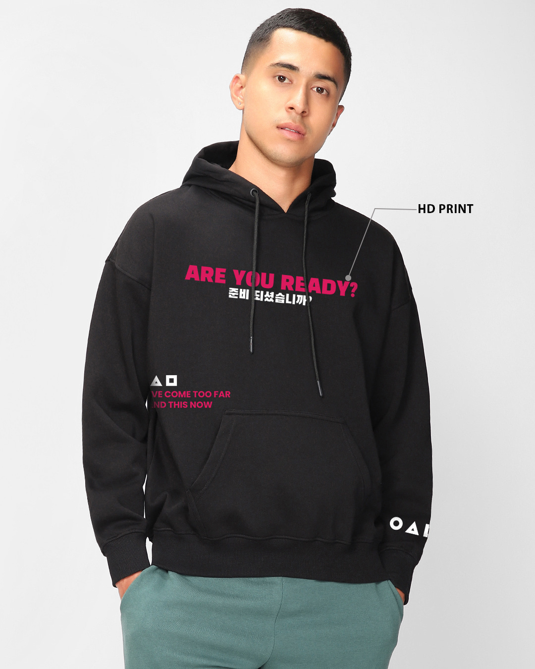 Shop Men's Black The Game Graphic Printed Oversized Hoodies-Back