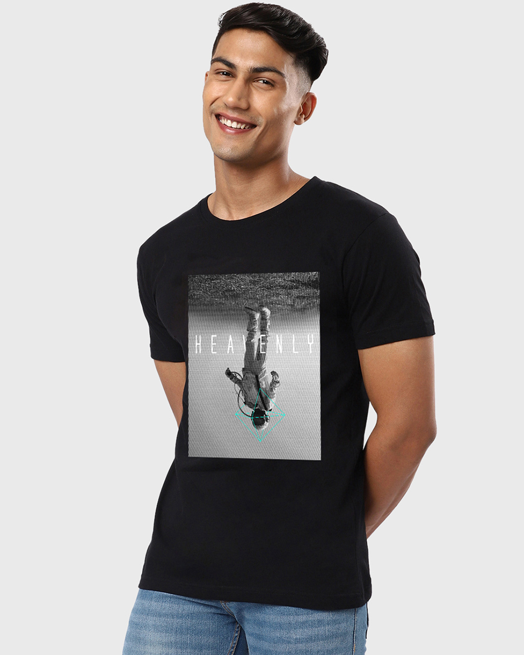 Shop Men's Black The Other Side Graphic Printed T-shirt-Back