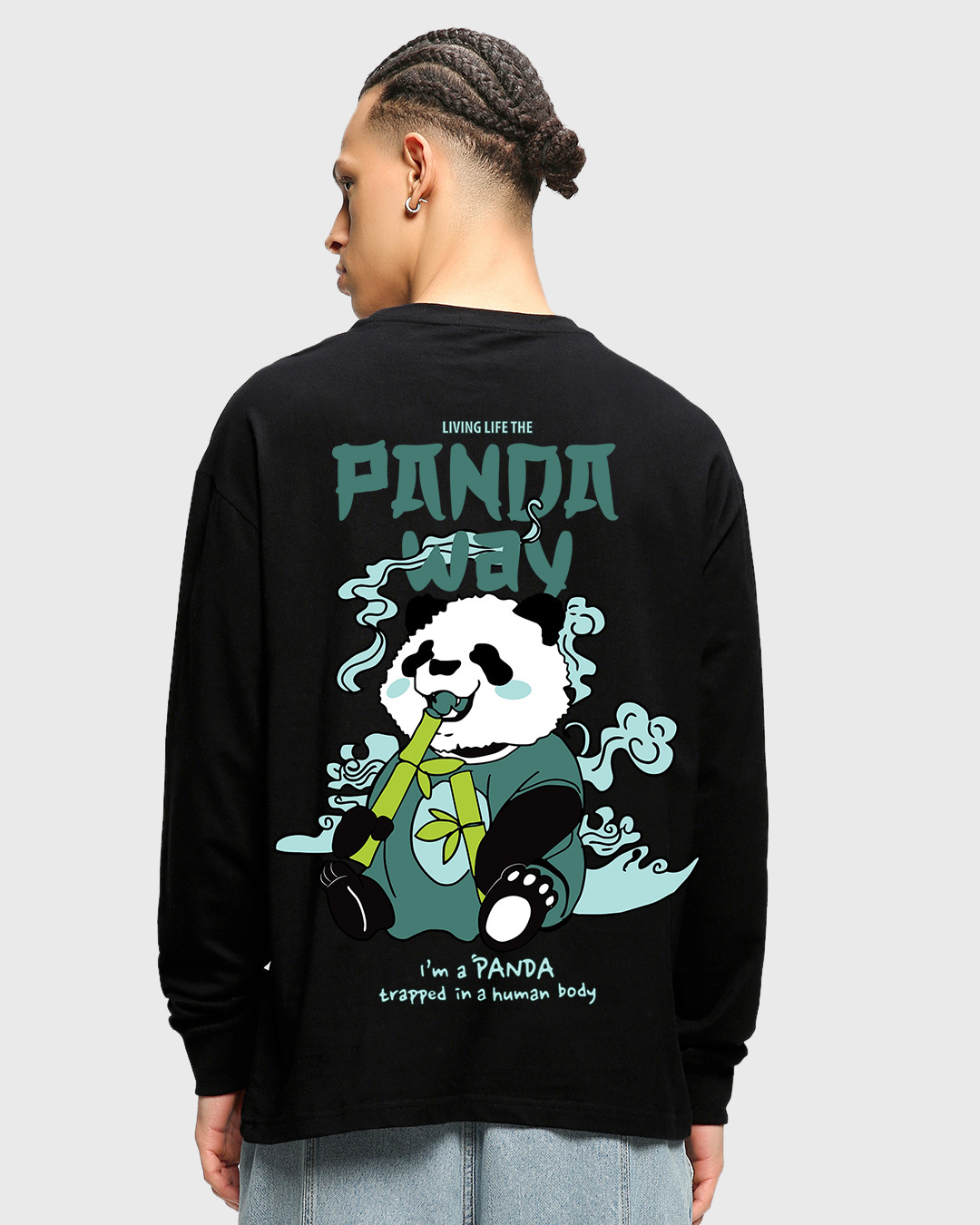 Buy Men's Black The Panda Way Graphic Printed Oversized T-shirt Online ...