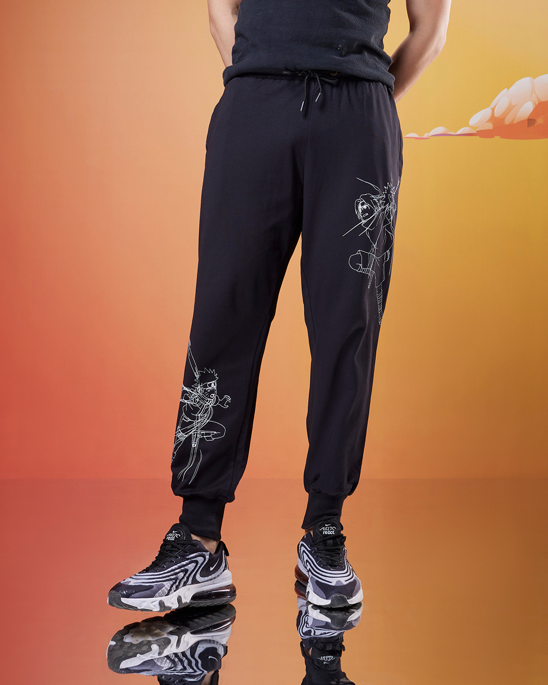 Buy Mens Black The Rivals Graphic Printed Super Loose Fit Joggers Online At Bewakoof 4975