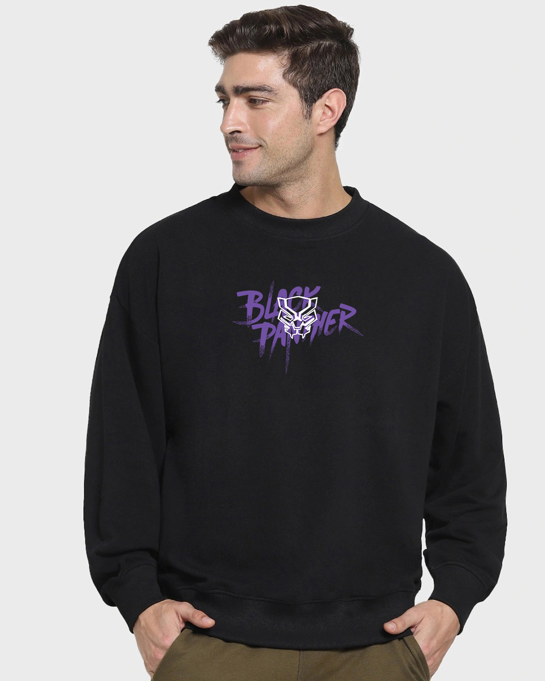 Shop Men's Black The Warrior King Graphic Printed Oversized Sweatshirt-Back