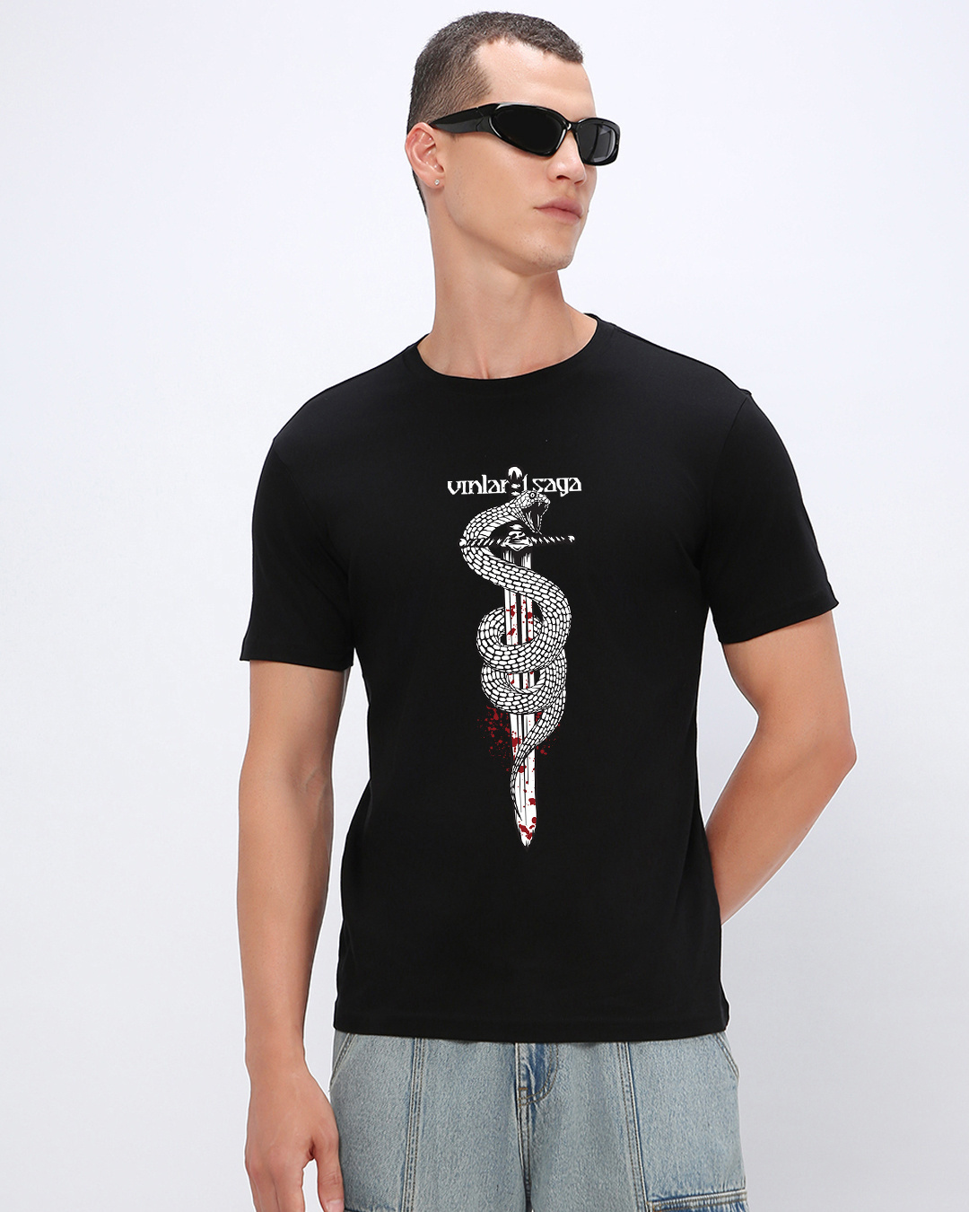 Shop Men's Black Thorfinn Graphic Printed T-shirt-Back