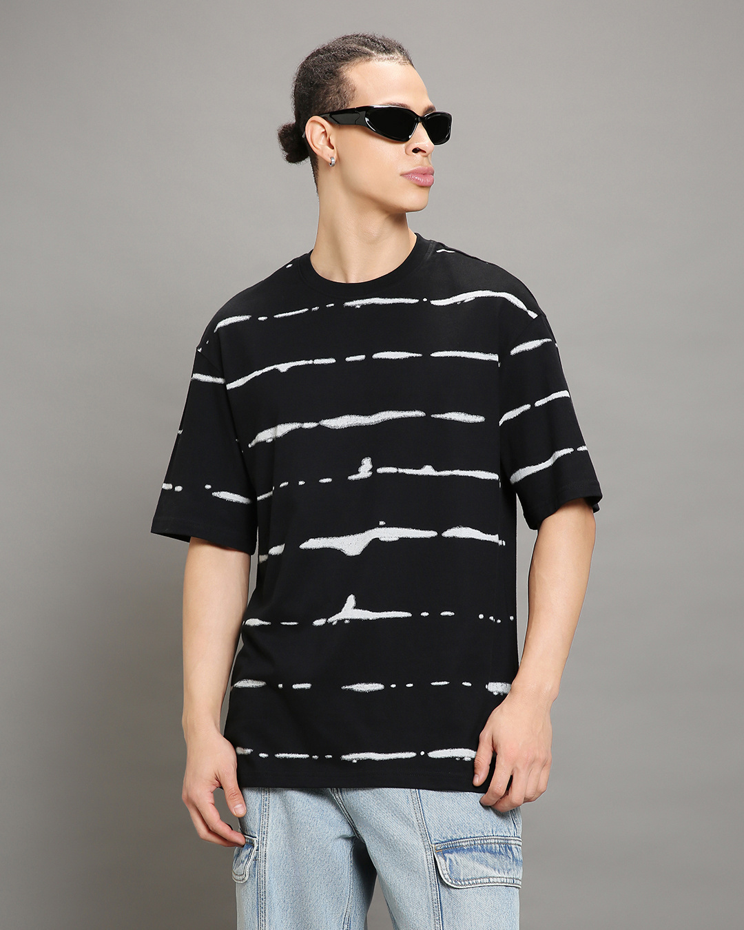 Shop Men's Black Tie & Dye Oversized T-shirt-Back