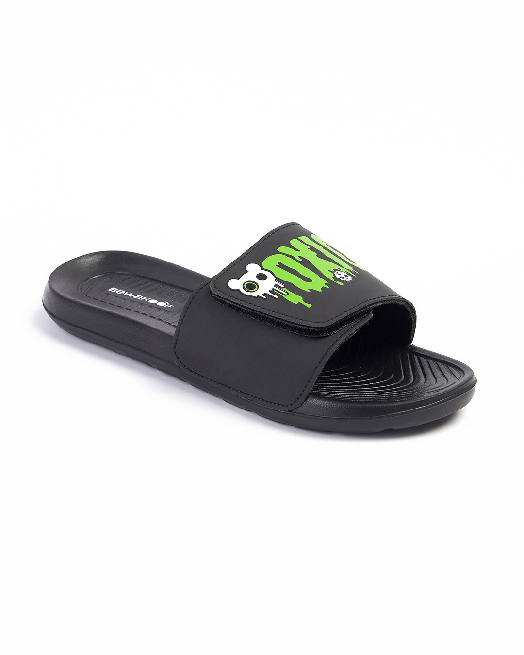 Shop Men's Black Toxic Printed Velcro Sliders-Back